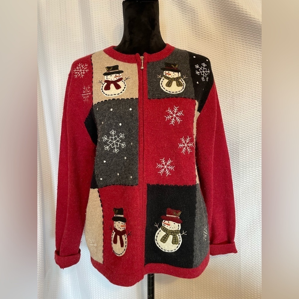 Croft & Barrow Multicolored Zipper Holiday Christmas Long Sleeve Sweater Size M
